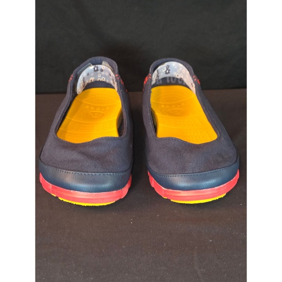 Crocs Ballet Flats Women's Size 9 Comfortable Navy Blue & Red Shoes - Picture 3 of 10